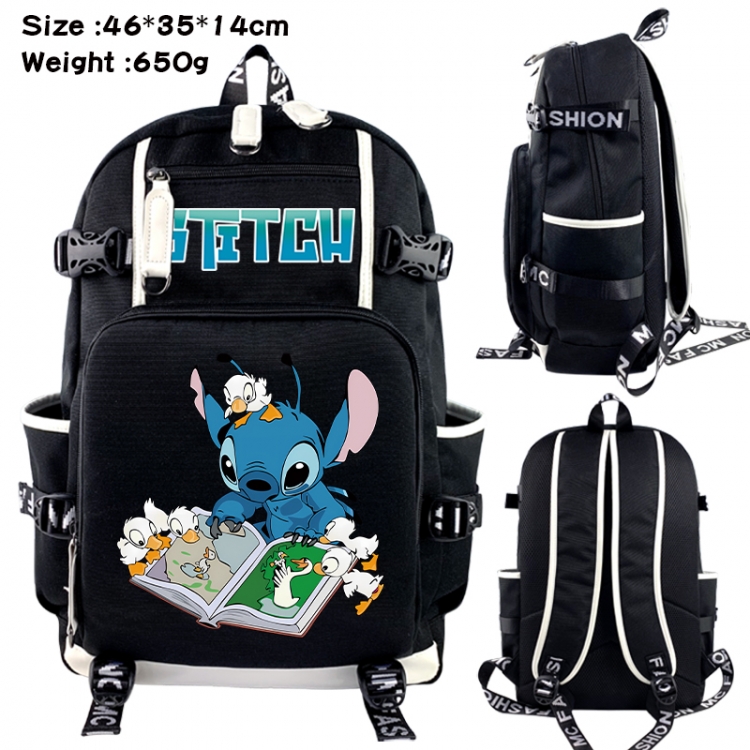 Lilo & Stitch Data USB backpack Cartoon printed student backpack 46X35X14CM 650G