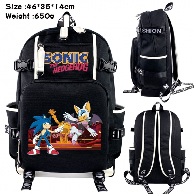 Sonic The Hedgehog Data USB backpack Cartoon printed student backpack 46X35X14CM 650G