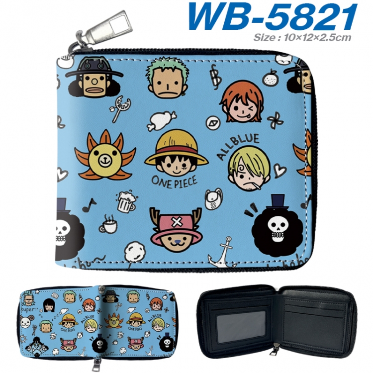 One Piece Anime color short full zip folding wallet 10x12x2.5cm WB-5821
