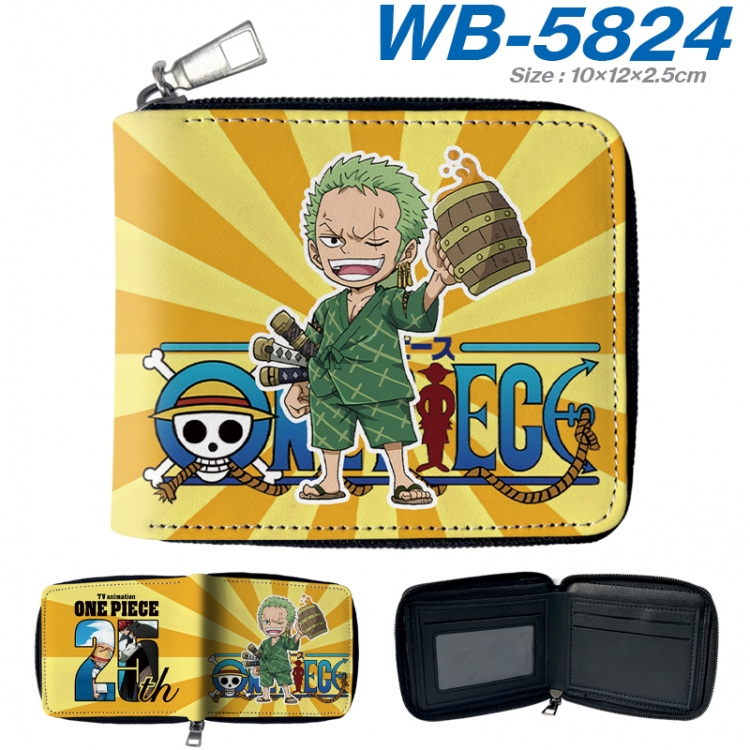 One Piece Anime color short full zip folding wallet 10x12x2.5cm WB-5824