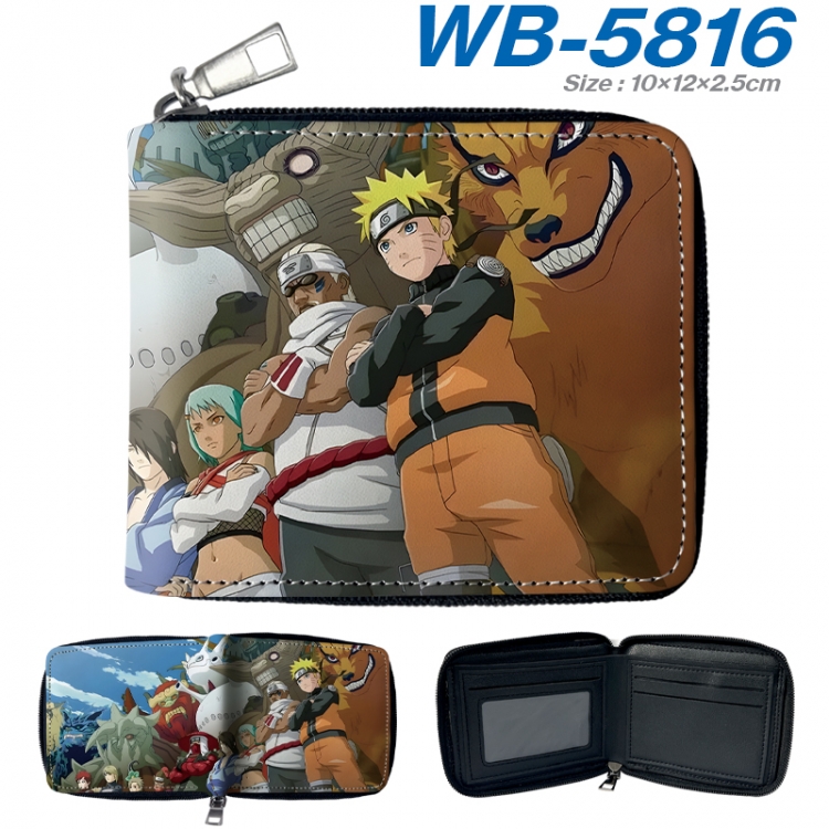 Naruto Anime color short full zip folding wallet 10x12x2.5cm WB-5816