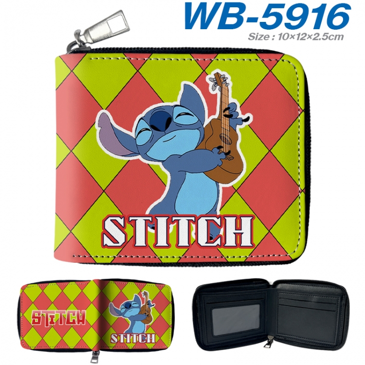 Lilo & Stitch Anime color short full zip folding wallet 10x12x2.5cm