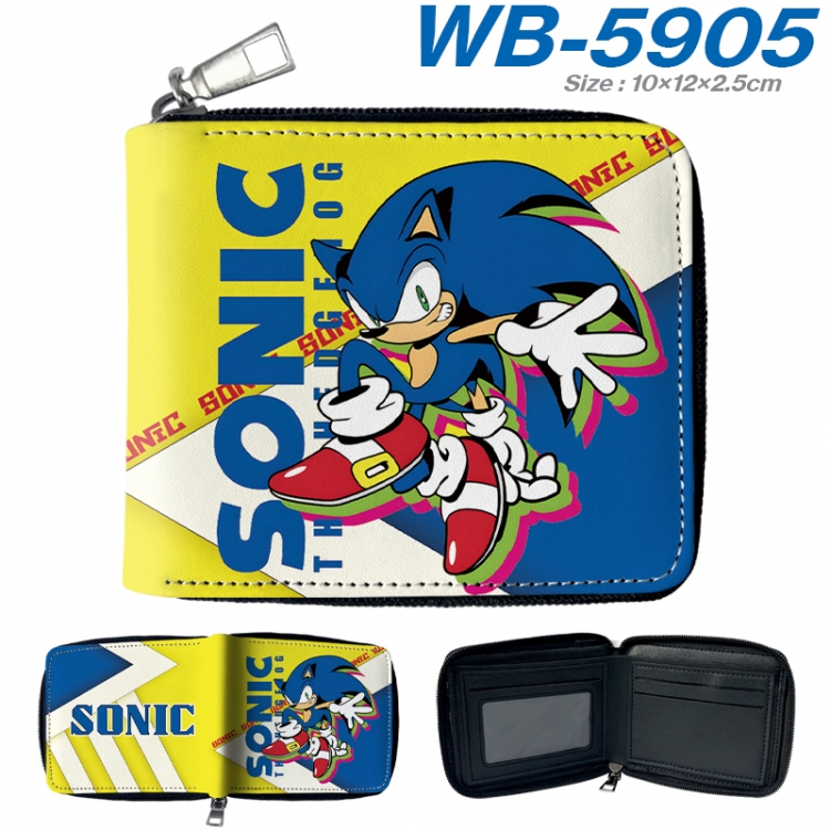 Sonic The Hedgehog Anime color short full zip folding wallet 10x12x2.5cm WB-5905