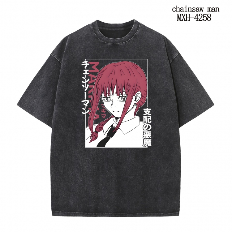 Chainsaw man Anime peripheral pure cotton washed and worn T-shirt from S to 2XL MXH-4258