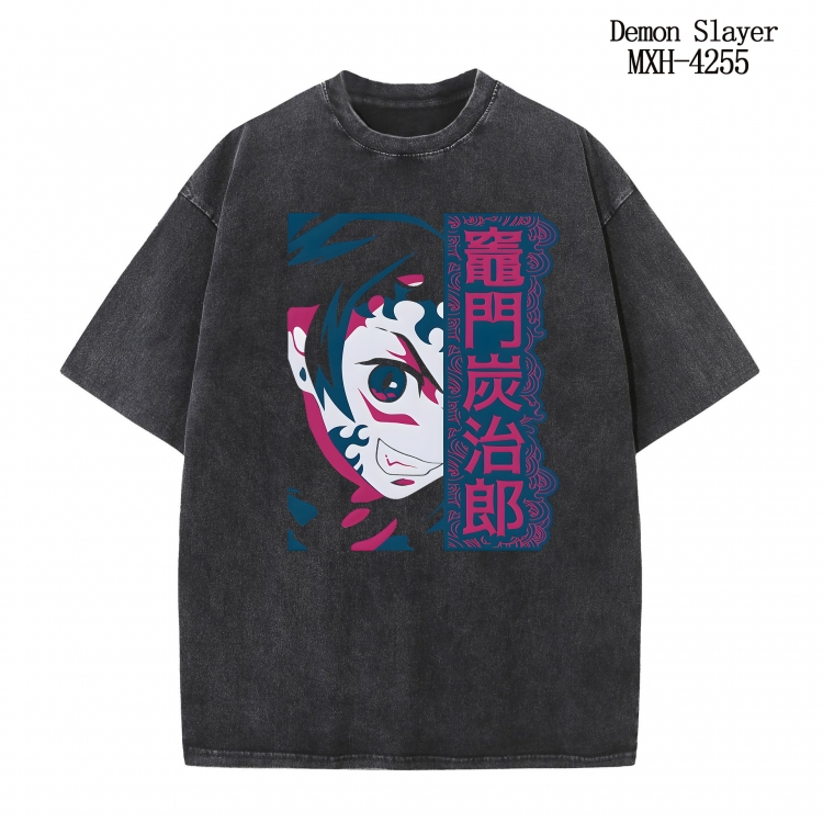 Demon Slayer Kimets Anime peripheral pure cotton washed and worn T-shirt from S to 2XL