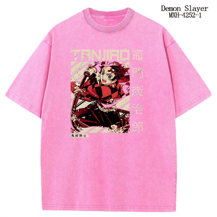 Demon Slayer Kimets Anime peripheral pure cotton washed and worn T-shirt from S to 2XL