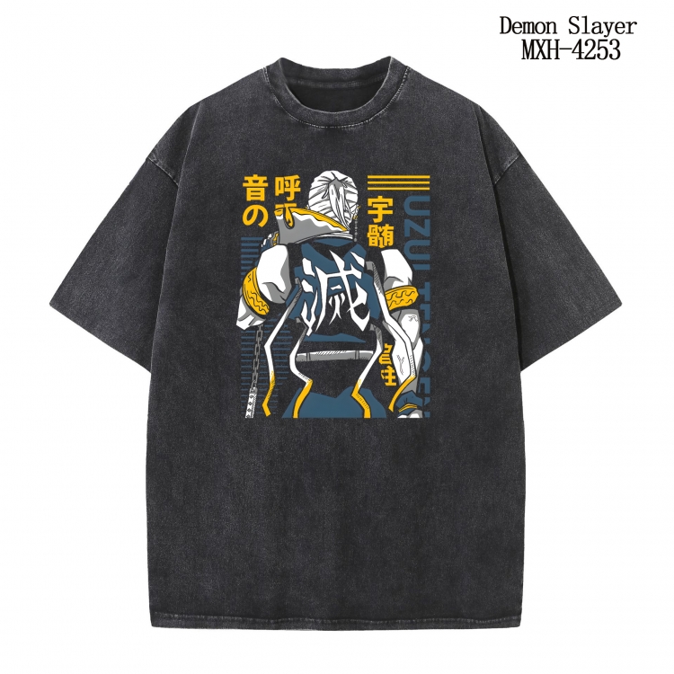 Demon Slayer Kimets Anime peripheral pure cotton washed and worn T-shirt from S to 2XL