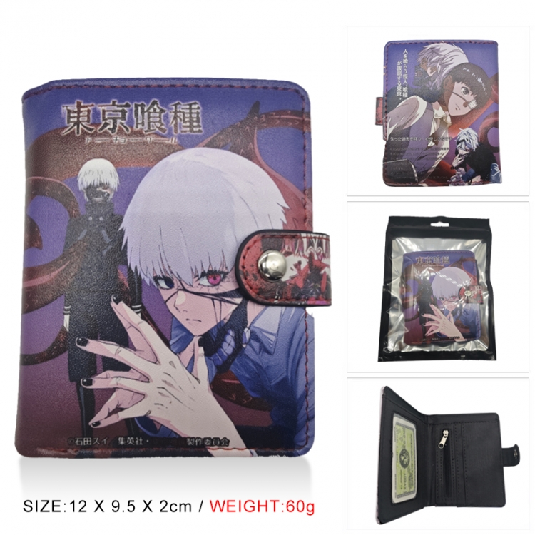 Tokyo Ghoul PU vertical wallet short wallet buckle storage bag 12x9.5x2CM 60G