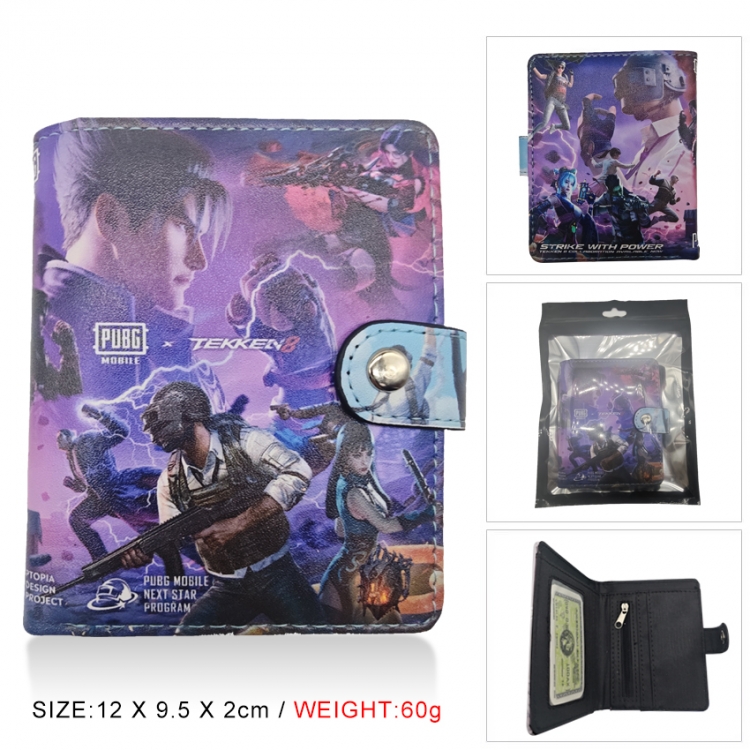 Game for peace PU vertical wallet short wallet buckle storage bag 12x9.5x2CM 60G