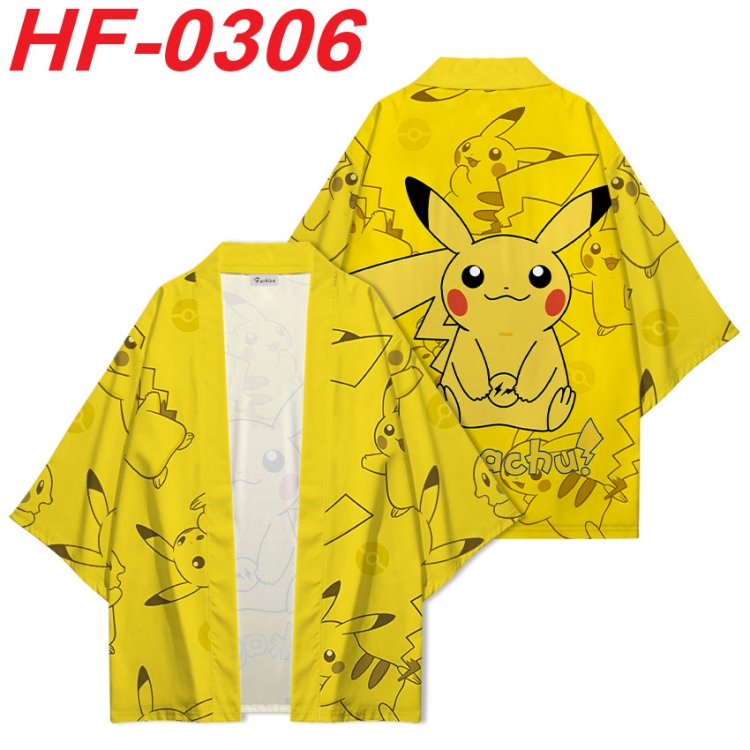Pokemon Anime digital printed French velvet kimono top from S to 4XL  HF-0306