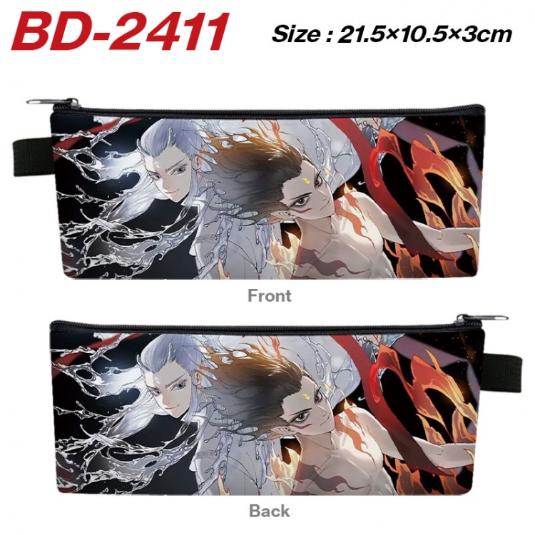 Nezha Anime PU Leather Zipper Pencil Case Stationery Box 21.5X10.5X3CM 