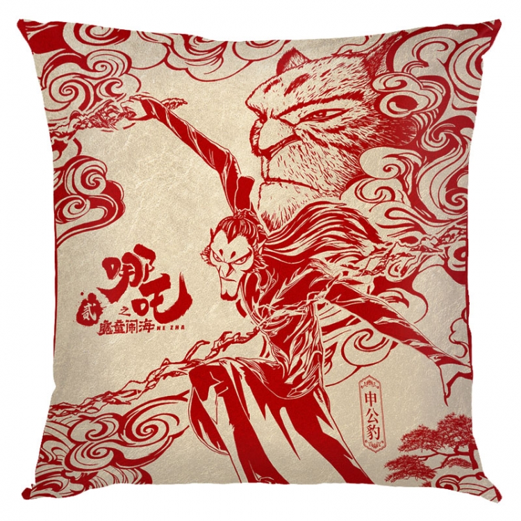 Nezha Anime square full-color pillow cushion 45X45CM NO FILLING 