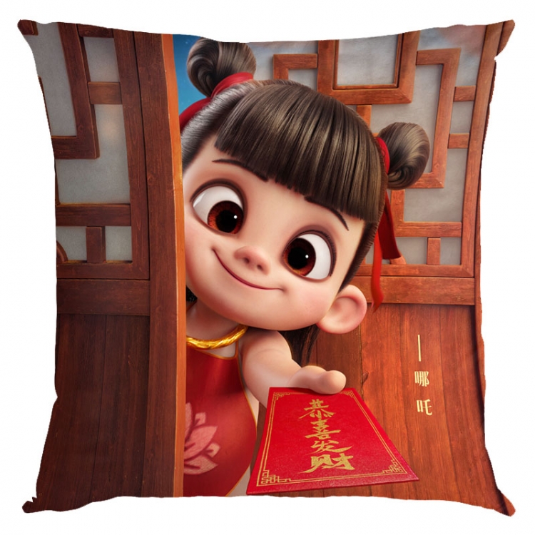 Nezha Anime square full-color pillow cushion 45X45CM NO FILLING 