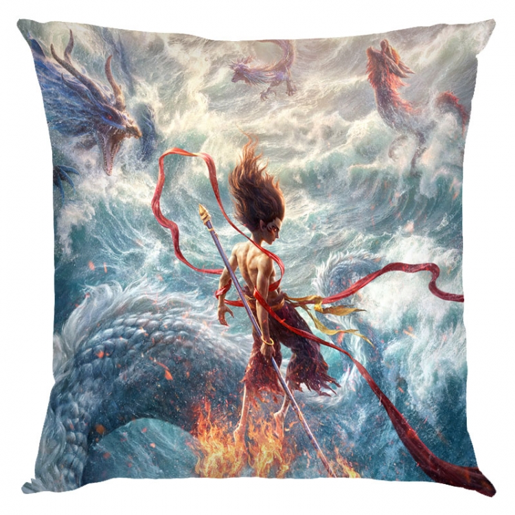 Nezha Anime square full-color pillow cushion 45X45CM NO FILLING 