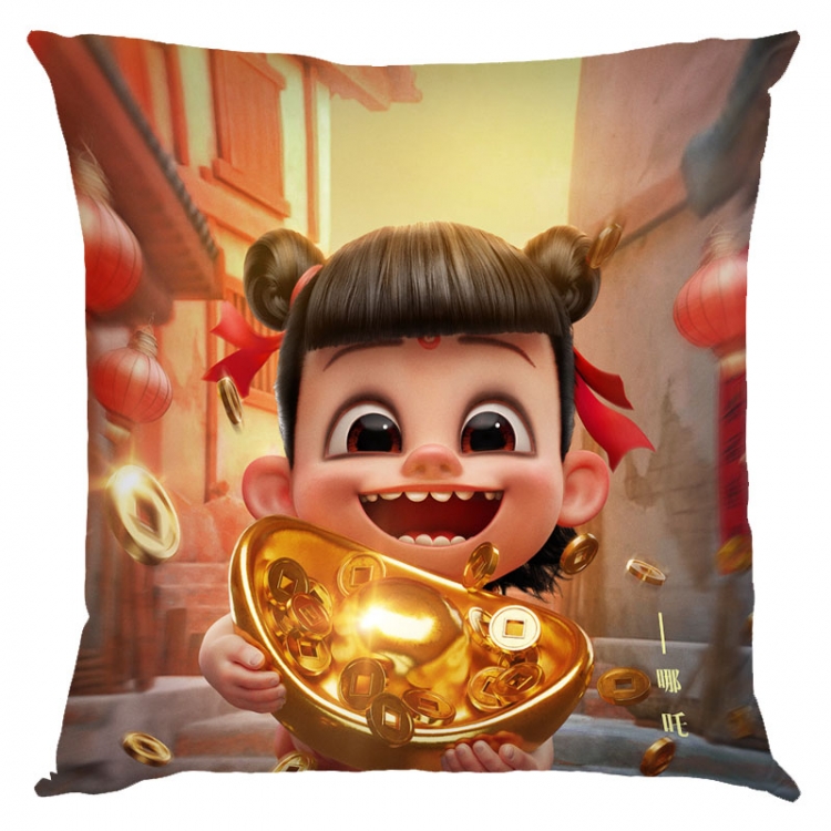 Nezha Anime square full-color pillow cushion 45X45CM NO FILLING 