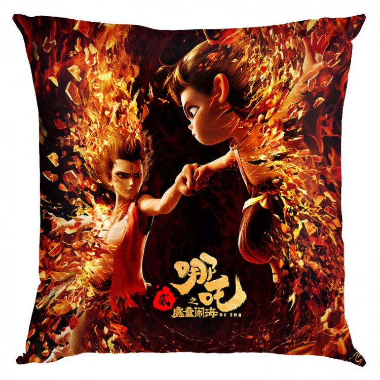 Nezha Anime square full-color pillow cushion 45X45CM NO FILLING 
