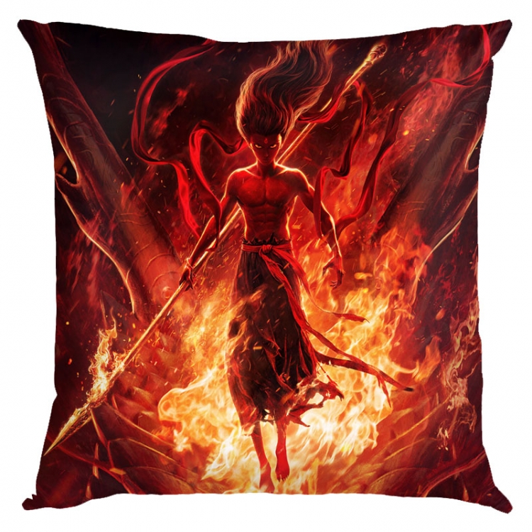 Nezha Anime square full-color pillow cushion 45X45CM NO FILLING 
