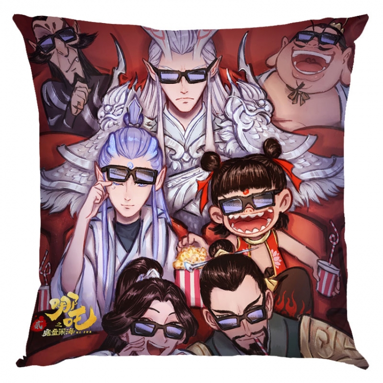 Nezha Anime square full-color pillow cushion 45X45CM NO FILLING 