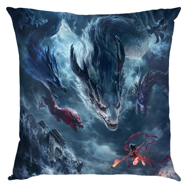 Nezha Anime square full-color pillow cushion 45X45CM NO FILLING 