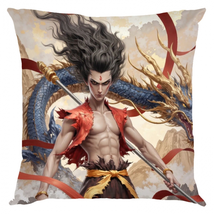 Nezha Anime square full-color pillow cushion 45X45CM NO FILLING 