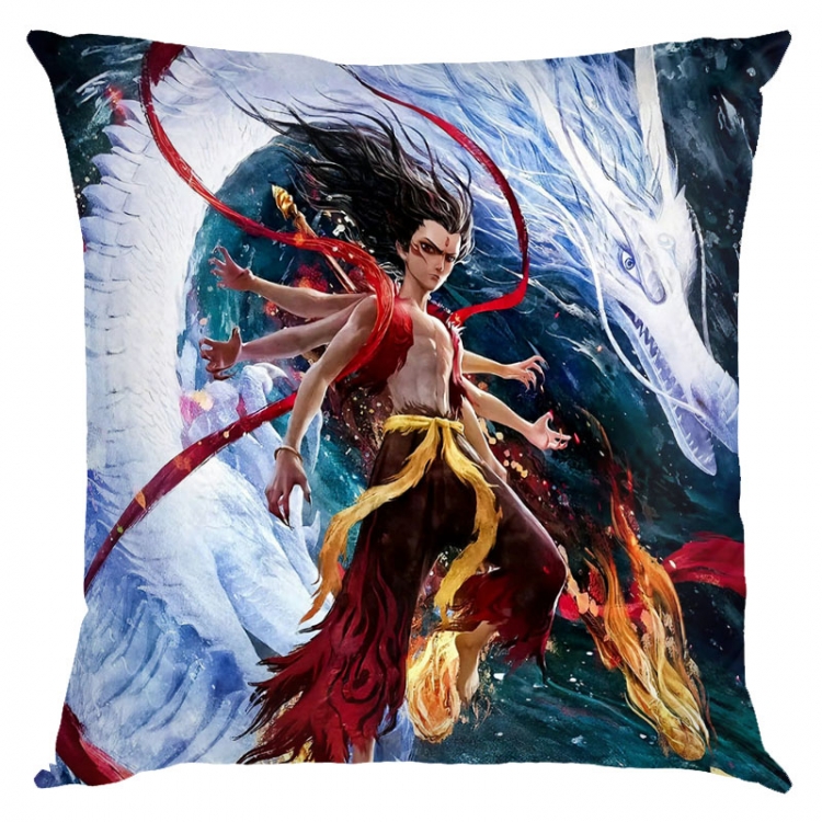 Nezha Anime square full-color pillow cushion 45X45CM NO FILLING 