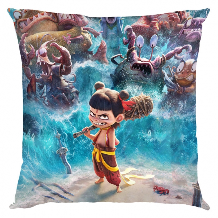 Nezha Anime square full-color pillow cushion 45X45CM NO FILLING 