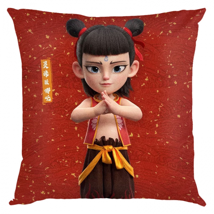 Nezha Anime square full-color pillow cushion 45X45CM NO FILLING 