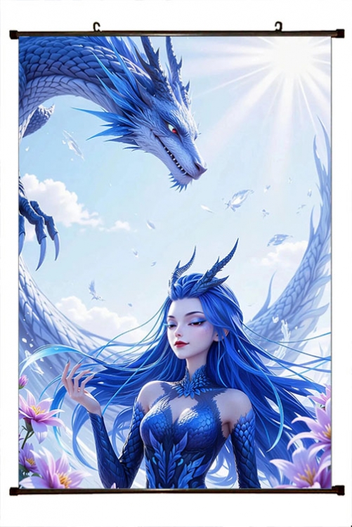 Nezha 2 Anime black Plastic rod Cloth painting Wall Scroll 60X90CM  N5-123