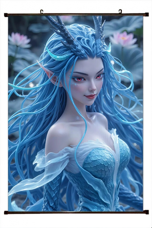 Nezha 2 Anime black Plastic rod Cloth painting Wall Scroll 60X90CM N5-115