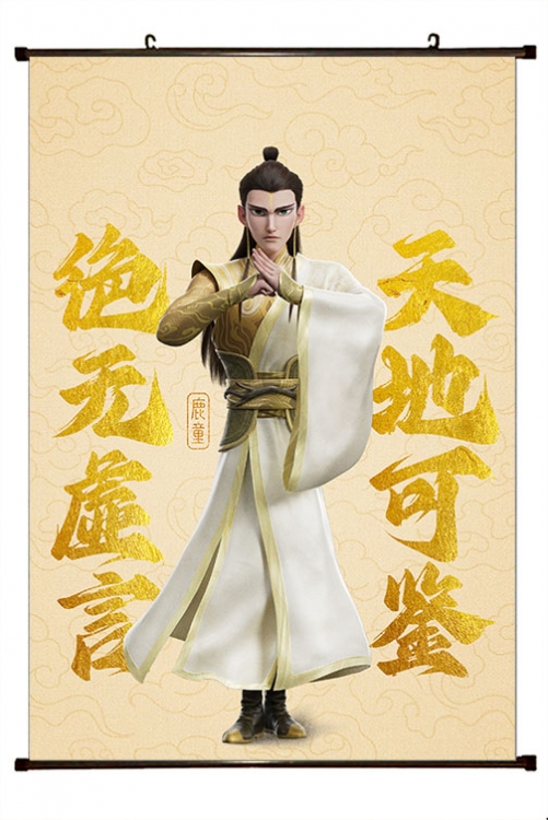 Nezha Anime black Plastic rod Cloth painting Wall Scroll 60X90CM  N5-30