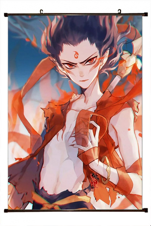 Nezha Anime black Plastic rod Cloth painting Wall Scroll 60X90CM  N5-110