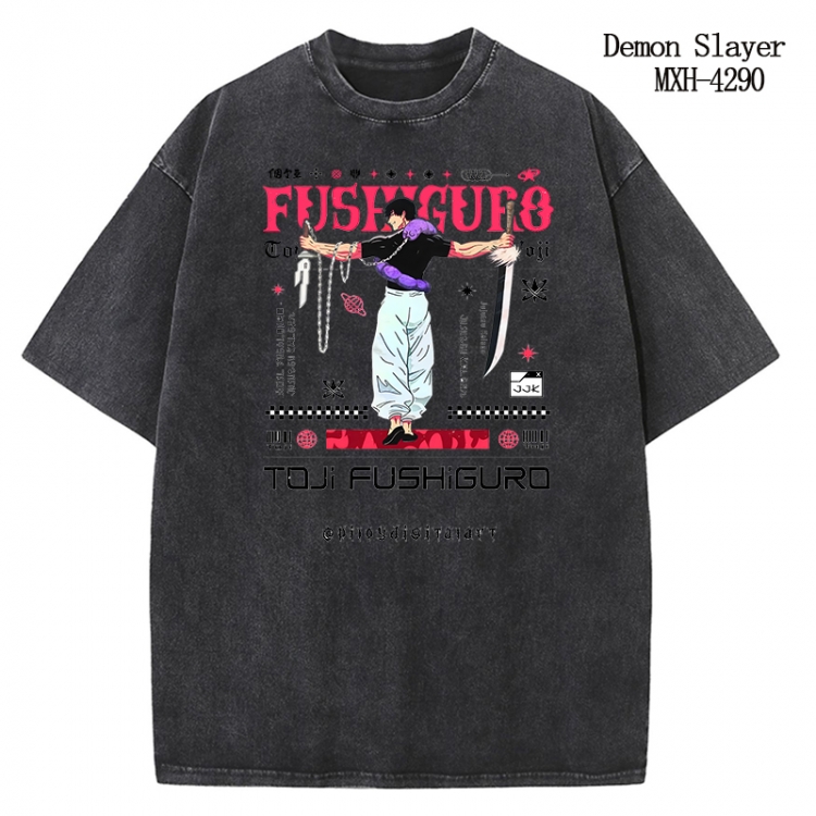 Demon Slayer Kimets Anime peripheral pure cotton washed and worn T-shirt from S to 2XL MXH-4290