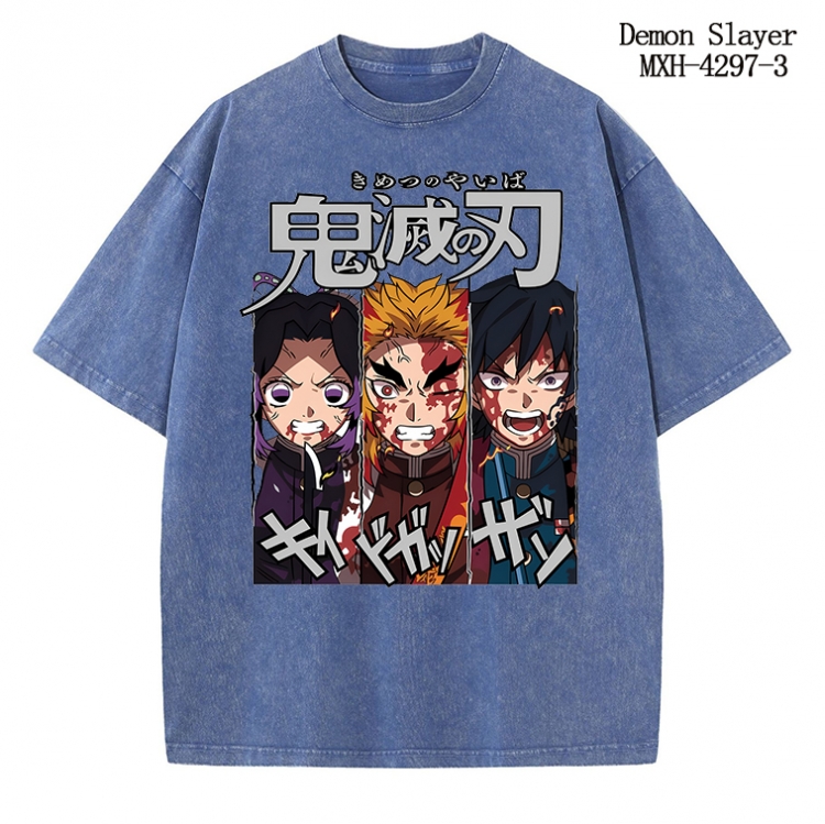 Demon Slayer Kimets Anime peripheral pure cotton washed and worn T-shirt from S to 2XL  MXH-4297-3