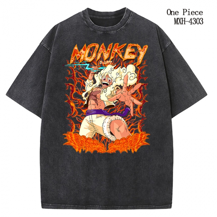 One Piece Anime peripheral pure cotton washed and worn T-shirt from S to 2XL MXH-4303