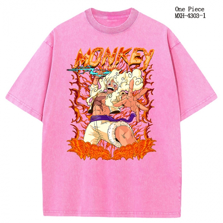 One Piece Anime peripheral pure cotton washed and worn T-shirt from S to 2XL MXH-4303-1