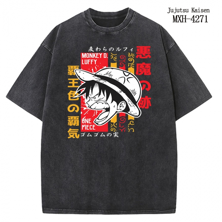 One Piece Anime peripheral pure cotton washed and worn T-shirt from S to 2XL MXH-4271