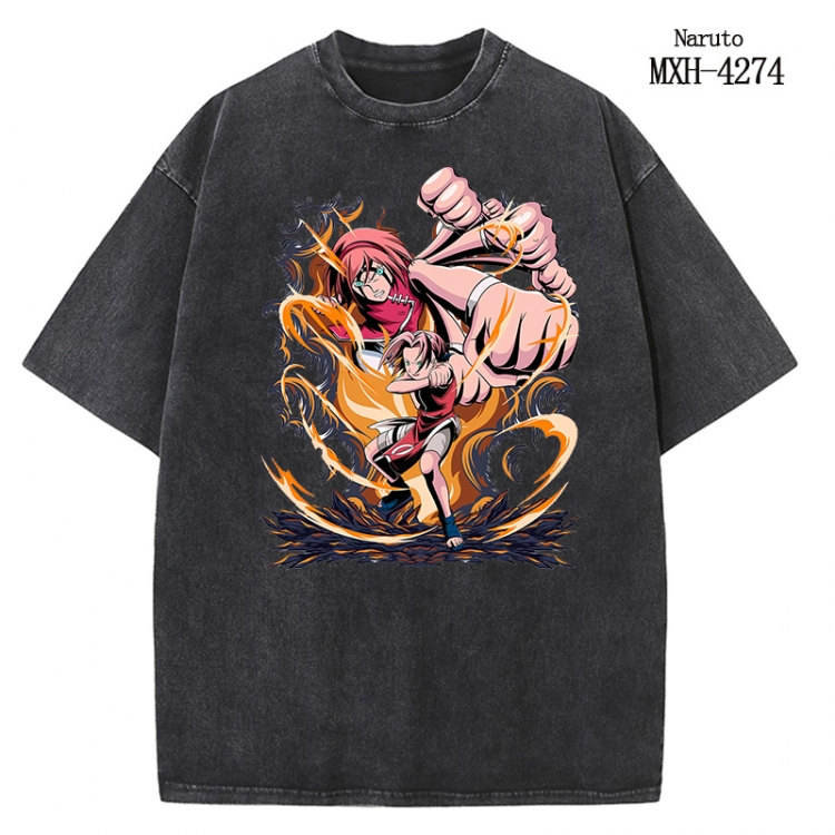 Naruto Anime peripheral pure cotton washed and worn T-shirt from S to 2XL  MXH-4274