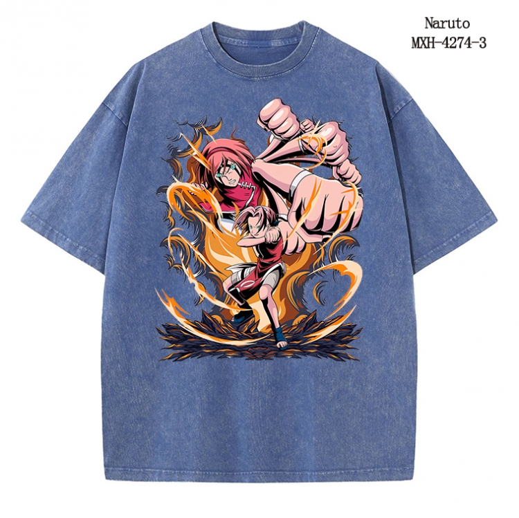Naruto Anime peripheral pure cotton washed and worn T-shirt from S to 2XL MXH-4274-3