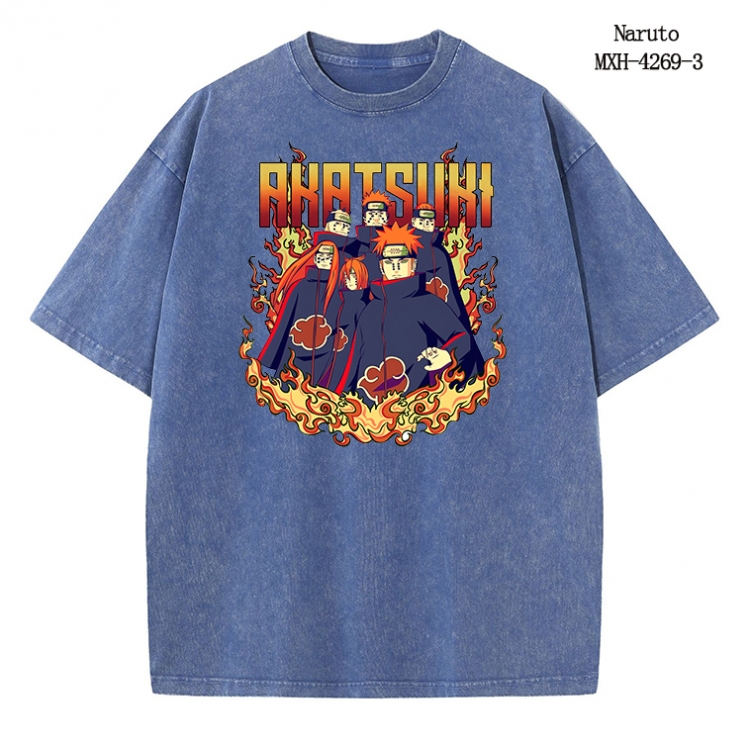 Naruto Anime peripheral pure cotton washed and worn T-shirt from S to 2XL MXH-4269-3