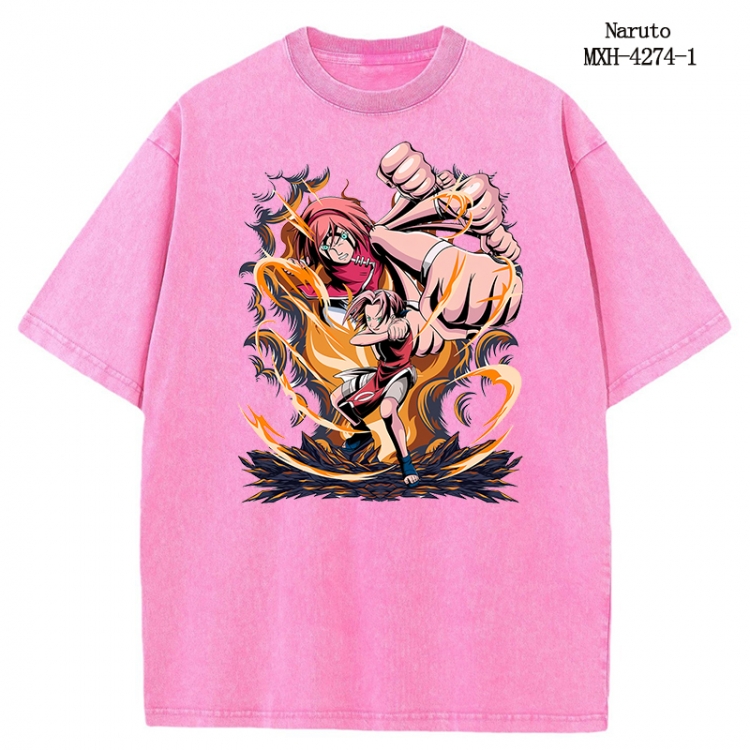 Naruto Anime peripheral pure cotton washed and worn T-shirt from S to 2XL MXH-4274-1