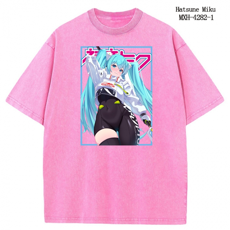 Hatsune Miku Anime peripheral pure cotton washed and worn T-shirt from S to 2XL MXH-4282-1