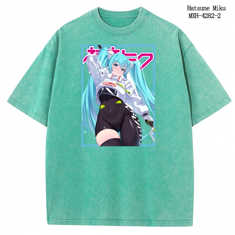 Hatsune Miku Anime peripheral pure cotton washed and worn T-shirt from S to 2XL MXH-4282-2