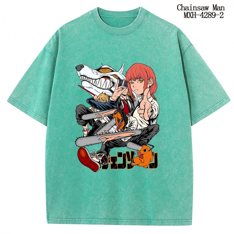 Chainsaw man Anime peripheral pure cotton washed and worn T-shirt from S to 2XL MXH-4289-2