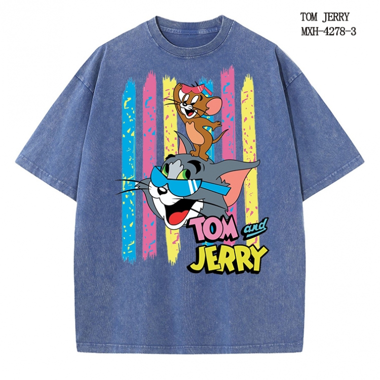 Tom and Jerry Anime peripheral pure cotton washed and worn T-shirt from S to 2XL