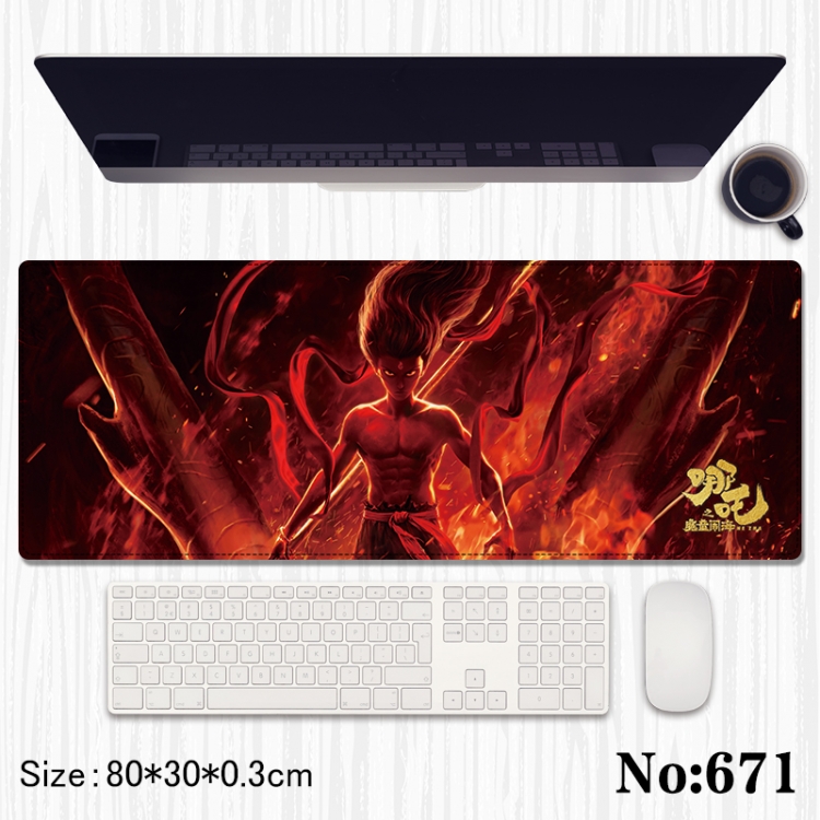 Nezha Anime peripheral computer mouse pad office desk pad multifunctional pad 80X30X0.3cm