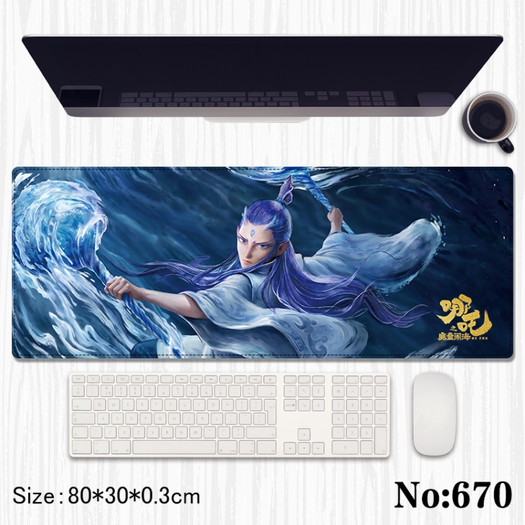 Nezha Anime peripheral computer mouse pad office desk pad multifunctional pad 80X30X0.3cm