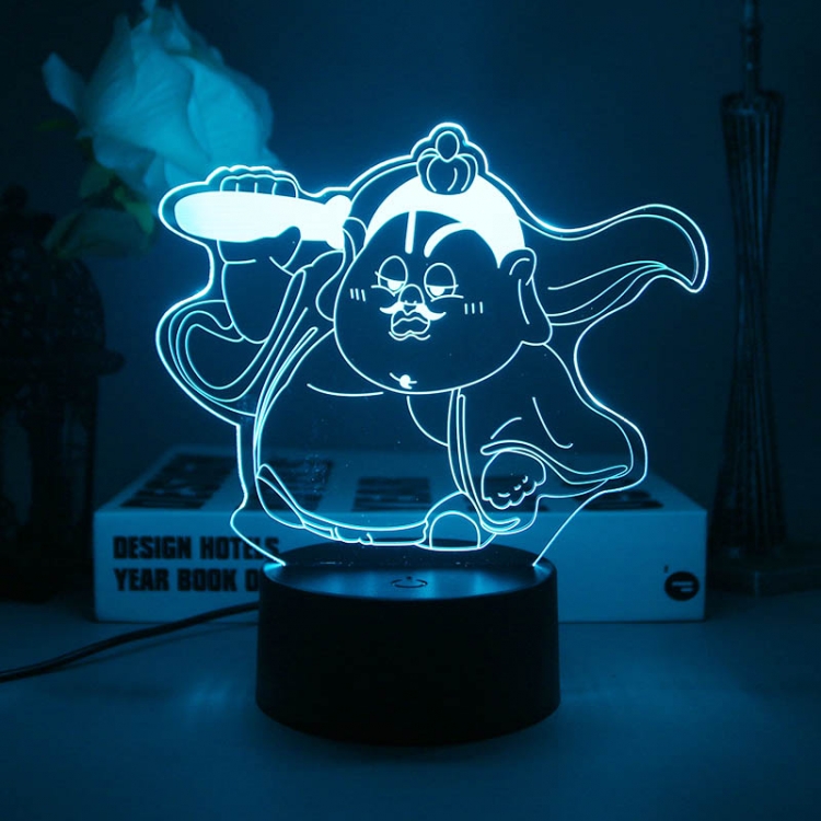 Nezha Taiyi Zhenren 3D night light USB touch switch colorful acrylic table lamp BLACK BASE