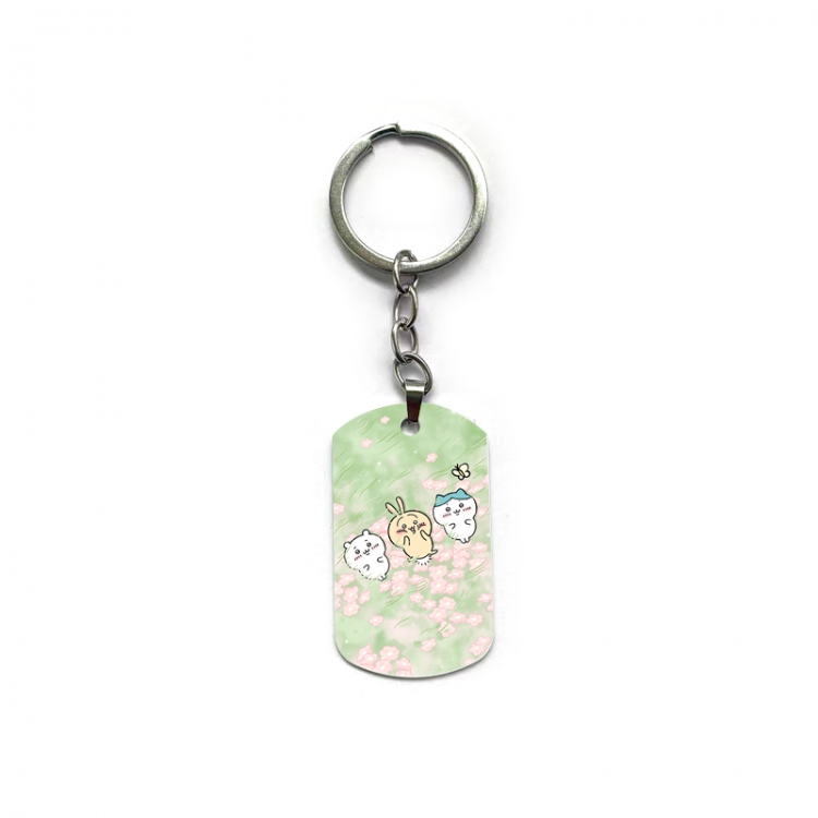 Chiikawa Anime double-sided full-color printed military brand ring keychain price for 5 pcs