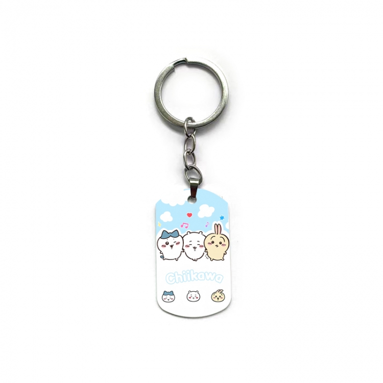 Chiikawa Anime double-sided full-color printed military brand ring keychain price for 5 pcs