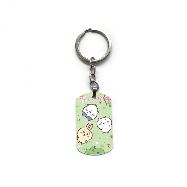 Chiikawa Anime double-sided full-color printed military brand ring keychain price for 5 pcs
